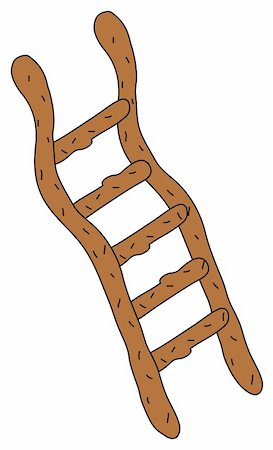 simsearch:400-04029058,k - illustration drawing of a wooden ladder isolate in white background Stock Photo - Budget Royalty-Free & Subscription, Code: 400-05233098