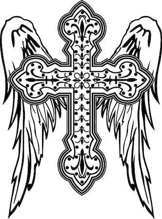 cross with wing tribal design Stock Photo - Budget Royalty-Free & Subscription, Code: 400-05233101