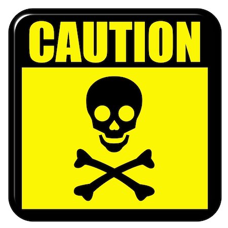 Caution death sign isolated in white Stock Photo - Budget Royalty-Free & Subscription, Code: 400-05233174