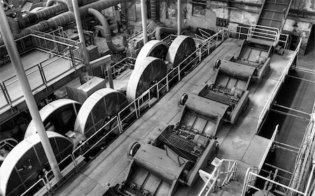 energy supply factory - Empty factory interior of abandonment in black and white. Stock Photo - Budget Royalty-Free & Subscription, Code: 400-05233472