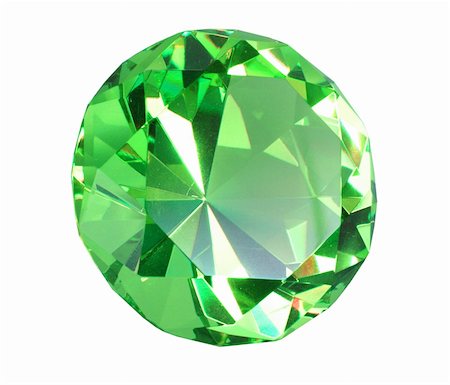 esmeralda - Singe green crystal diamond. Close-up. Isolated on white background.. Studio photography. Foto de stock - Super Valor sin royalties y Suscripción, Código: 400-05233553