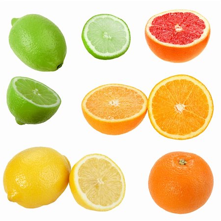 simsearch:400-05906235,k - Set of citrus fruits. Isolated on white background. Close-up. Studio photography. Stock Photo - Budget Royalty-Free & Subscription, Code: 400-05233624