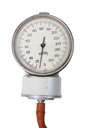 Single indicator for retro sphygmomanometer. Isolated on white background. Close-up. Studio photography. Stock Photo - Budget Royalty-Free & Subscription, Code: 400-05233687