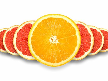 simsearch:400-05906235,k - Abstract group of cross citrus fruits. Isolated on white background. Close-up. Studio photography. Stock Photo - Budget Royalty-Free & Subscription, Code: 400-05233893