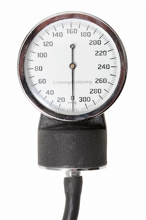 simsearch:400-05288227,k - Single indicator for retro sphygmomanometer. Isolated on white background. Close-up. Studio photography. Stock Photo - Budget Royalty-Free & Subscription, Code: 400-05233908