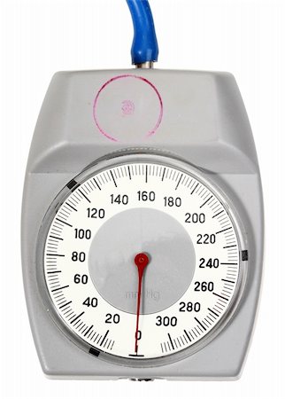 simsearch:400-05288227,k - Single indicator for retro sphygmomanometer. Isolated on white background. Close-up. Studio photography. Stock Photo - Budget Royalty-Free & Subscription, Code: 400-05233910