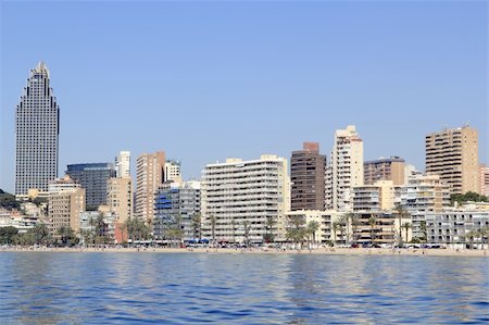 Benidorm Alicante Privince beach view from sea blue Mediterranean Stock Photo - Budget Royalty-Free & Subscription, Code: 400-05244213
