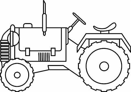 simsearch:400-05244668,k - Black and White illustration of a Tractor Stock Photo - Budget Royalty-Free & Subscription, Code: 400-05244668