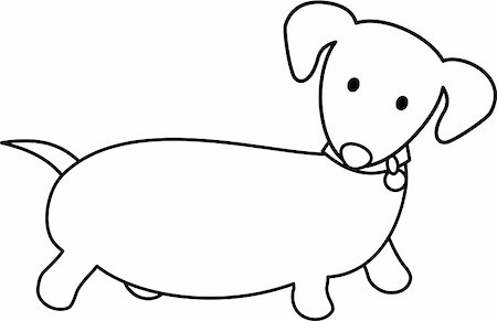 Black and white illustration of a overweight Dachshund Stock Photo - Budget Royalty-Free & Subscription, Code: 400-05244663
