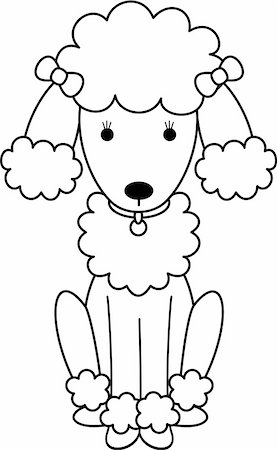 simsearch:400-05244668,k - Black and White Illustration of a French Poodle Stock Photo - Budget Royalty-Free & Subscription, Code: 400-05244685