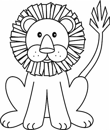 simsearch:400-05244668,k - Black and White Illustration of a Lion Stock Photo - Budget Royalty-Free & Subscription, Code: 400-05244683