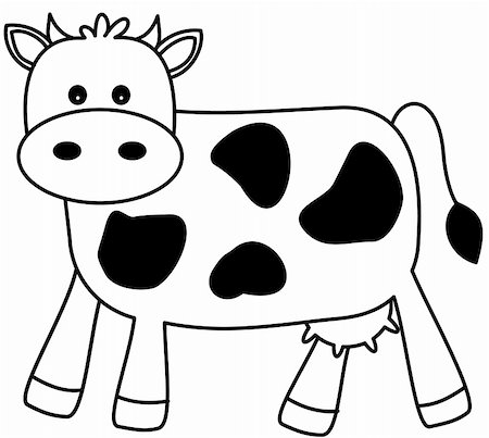 simsearch:400-05244668,k - Black and White illustration of a dairy cow Stock Photo - Budget Royalty-Free & Subscription, Code: 400-05244695