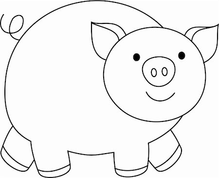Black and White illustration of a pig Stock Photo - Budget Royalty-Free & Subscription, Code: 400-05244700
