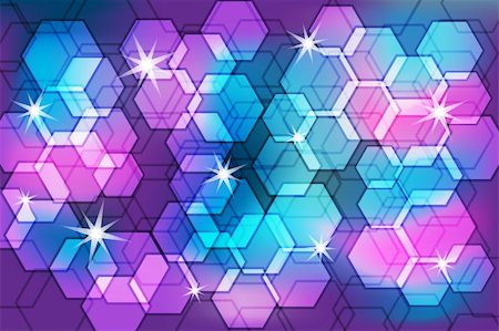 simsearch:400-06101480,k - Abstract background with polygon bokeh effect in subtle blended colors of blue, pink and purple decorated with stars. Stock Photo - Budget Royalty-Free & Subscription, Code: 400-05244824