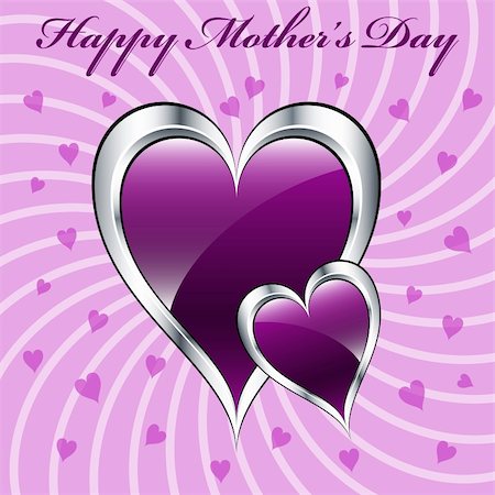 simsearch:400-05736913,k - Mother's day purple hearts symbolizing love, set on a lilac swirly background. Photographie de stock - Aubaine LD & Abonnement, Code: 400-05244837