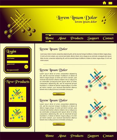 Website template design, brown and gold header with login box, clean layout style Photographie de stock - Aubaine LD & Abonnement, Code: 400-05244843