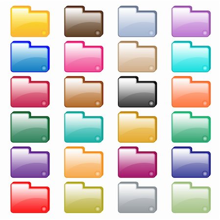 simsearch:400-08041191,k - Web folder icons in 24 assorted glossy colors. Isolated on white. Stock Photo - Budget Royalty-Free & Subscription, Code: 400-05244879