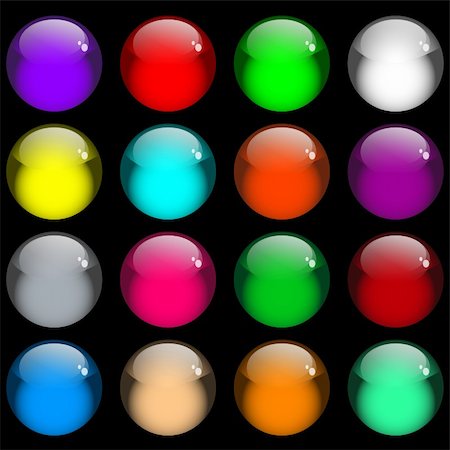 Web buttons. Sixteen shiny gel buttons in assorted colors. Isolated on black. Stock Photo - Budget Royalty-Free & Subscription, Code: 400-05244882
