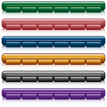Web buttons, navigation bars with reflection, set of 6 in assorted colors. Isolated on white. Photographie de stock - Aubaine LD & Abonnement, Code: 400-05244914