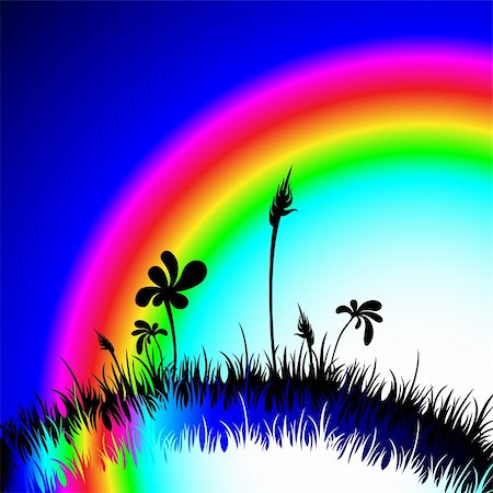 simsearch:400-07758113,k - abstract landscape with rainbow and grass,  this illustration may be useful as designer work Foto de stock - Super Valor sin royalties y Suscripción, Código: 400-05245721