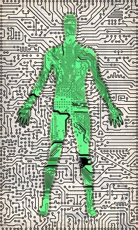 Silhouette of man formed in electronic components Stock Photo - Budget Royalty-Free & Subscription, Code: 400-05245850