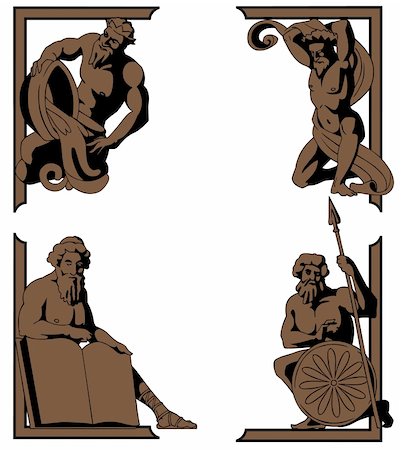 roman gods - Set of mythological corner ornament. Stock Photo - Budget Royalty-Free & Subscription, Code: 400-05246087