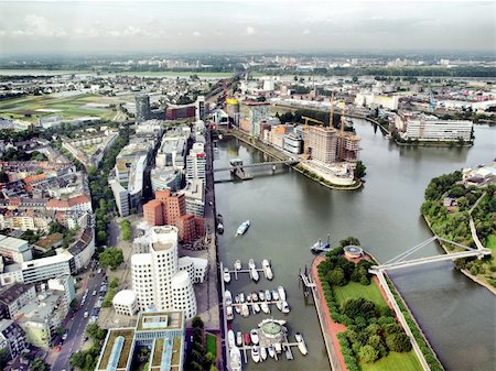 View of Mediahafen harbour in Duesseldorf, Germany - high dynamic range HDR Fotografie stock - Microstock e Abbonamento, Codice: 400-05246359