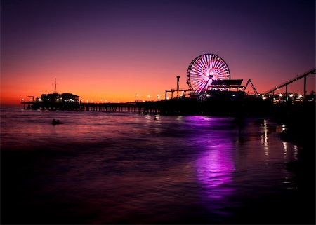 santa monica los angeles beaches pictures - Santa Monica Pier Sunset Stock Photo - Budget Royalty-Free & Subscription, Code: 400-05246486