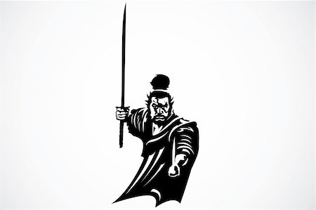 Iconic samurai illustration. Easy to scale to any size. Stock Photo - Budget Royalty-Free & Subscription, Code: 400-05246842
