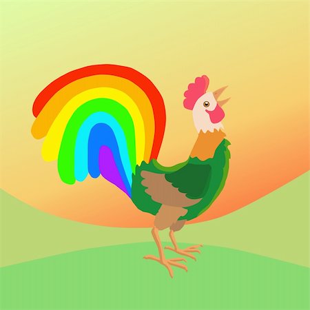 Rooster with rainbow tail Foto de stock - Super Valor sin royalties y Suscripción, Código: 400-05246996