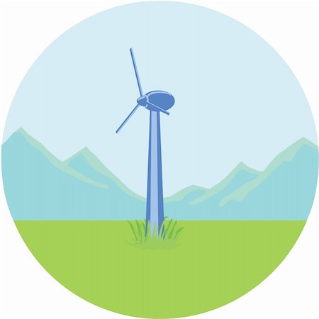 Wind generator is in the field on a background of mountains. All items are on individual layers.Layers are signed, the image is easy to edit. Photographie de stock - Aubaine LD & Abonnement, Code: 400-05247004
