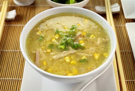 Delicious Chinese chicken and corn soup ready to serve. Stock Photo - Budget Royalty-Free & Subscription, Code: 400-05247040