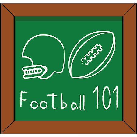 Cartoon illustration of a blackboard with a helmet and football chalk drawing Stock Photo - Budget Royalty-Free & Subscription, Code: 400-05247182