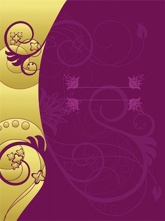 simsearch:400-07261564,k - Gold and purple floral background vector illustration. Can be used as a menu cover. Stock Photo - Budget Royalty-Free & Subscription, Code: 400-05247288