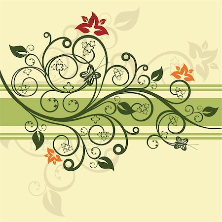 simsearch:400-04273711,k - Green floral vector illustration Stockbilder - Microstock & Abonnement, Bildnummer: 400-05247525