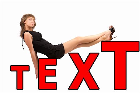 female sit ups black background - Portrait of a sexy young woman sitting in your text. Stock Photo - Budget Royalty-Free & Subscription, Code: 400-05247567
