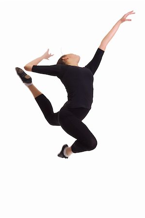 Ballerina in a black suit in the air (jump). Isolation on a white background in the studio. Stock Photo - Budget Royalty-Free & Subscription, Code: 400-05247578