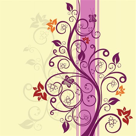 simsearch:400-04547987,k - Purple and pink floral vector illustration Foto de stock - Super Valor sin royalties y Suscripción, Código: 400-05247586