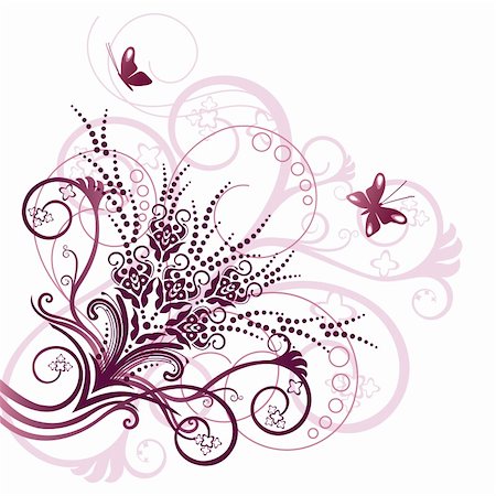 Pink floral corner design element vector illustration Stock Photo - Budget Royalty-Free & Subscription, Code: 400-05247582