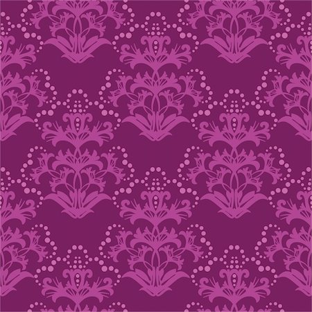 damask vector - Seamless fuchsia purple floral wallpaper. This image is a vector illustration Stock Photo - Budget Royalty-Free & Subscription, Code: 400-05247665