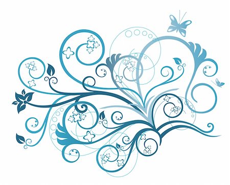 Turquoise floral design element. This image is a vector illustration Stock Photo - Budget Royalty-Free & Subscription, Code: 400-05247716