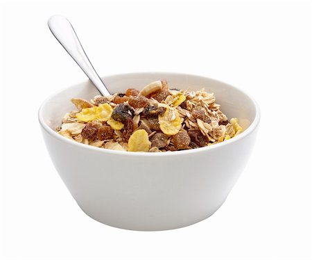 full breakfast - close up of ready to use musli on white background with clipping path, shadow is not included Photographie de stock - Aubaine LD & Abonnement, Code: 400-05248063