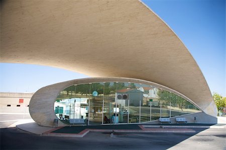 public transport spain - bus station of casar village in caceres spain Stock Photo - Budget Royalty-Free & Subscription, Code: 400-05248122