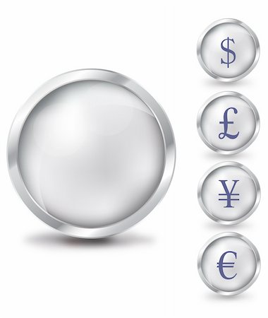 space money sign - Dollar euro pound, yen yena sign icon, button, 3d glossy circle Stock Photo - Budget Royalty-Free & Subscription, Code: 400-05248411