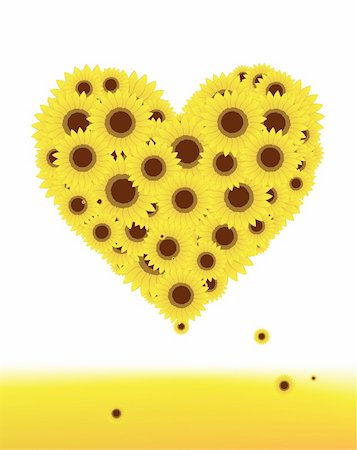 simsearch:400-05248467,k - Sunflowers heart shape for your design, summer Foto de stock - Royalty-Free Super Valor e Assinatura, Número: 400-05248470