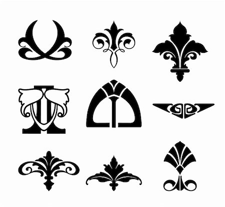 stencil pattern - Different art retro style elements. Vector illustration Stock Photo - Budget Royalty-Free & Subscription, Code: 400-05248514