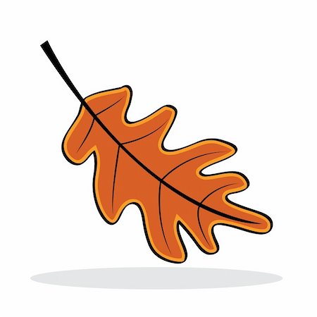 Brown oaken leaf with grey shadow. Autumnal icon. Vector illustration Stock Photo - Budget Royalty-Free & Subscription, Code: 400-05248527