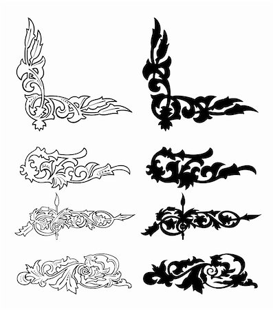 emaria (artist) - Corner ornament floral elements vintage set. Vector illustration Fotografie stock - Microstock e Abbonamento, Codice: 400-05248522