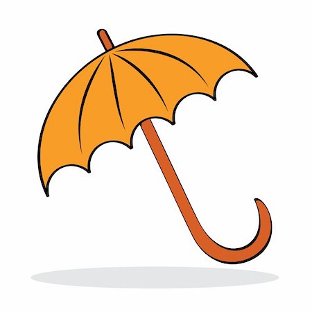 Orange umbrella with grey shadow. Autumnal icon. Vector illustration Stock Photo - Budget Royalty-Free & Subscription, Code: 400-05248523