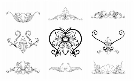 decorative line on border on paper - Corner ornament floral elements vintage set. Vector illustration Stock Photo - Budget Royalty-Free & Subscription, Code: 400-05248539